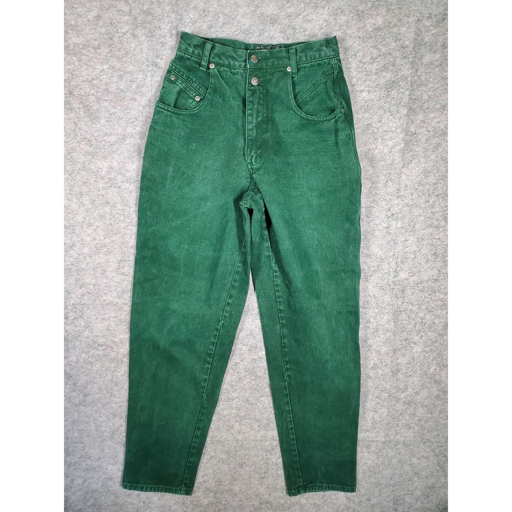 Vintage Nuovo County Seat Jeans Womens 25x30 Green High Rise Tapered Mom 90s Y2K